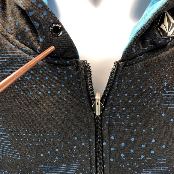 Volcom Mens XL Black Blue Stone Logo Jersey Full Zip Heavyweight Skater Hoodie - Picture 7 of 16